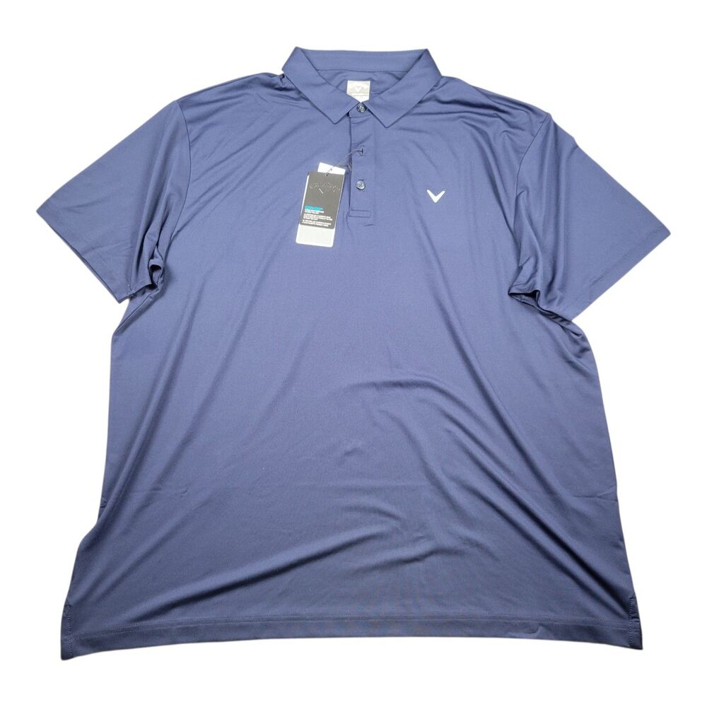 NEW Callaway Opti-Dri Golf Polo Shirt Mens XXL Navy Performance UPF 50 Stretch